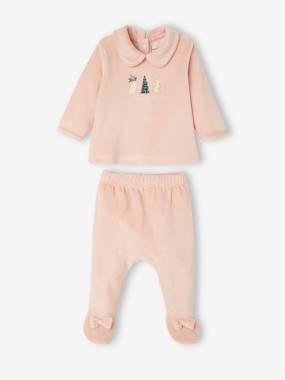 Baby-Pyjamas & Sleepsuits-Velour Christmas Pyjamas for Babies