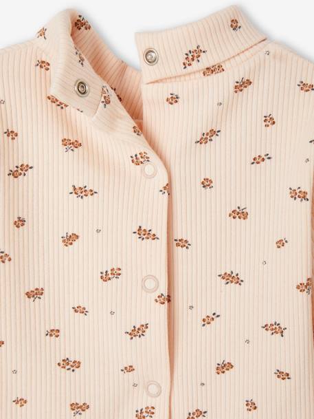 Polo Neck Rib Knit Top for Babies ecru+pale pink - vertbaudet enfant 