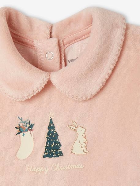 Pyjama de Noël bébé 2 pièces en velours rose poudré - vertbaudet enfant 