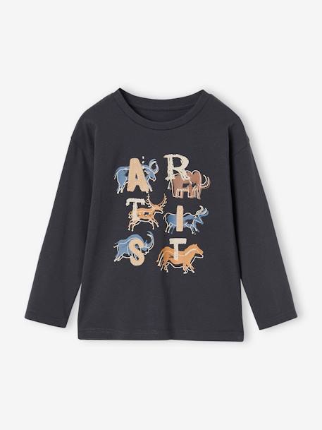 Prehistoric Artist Top with Embroidered Details for Boys anthracite - vertbaudet enfant 