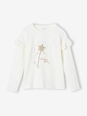 T-shirt à volants baguette magique pailletée fille  - vertbaudet enfant