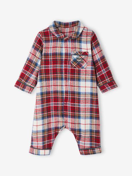 Christmas Sleepsuit in Flannel for Babies, Special Family Capsule Collection chequered red - vertbaudet enfant 