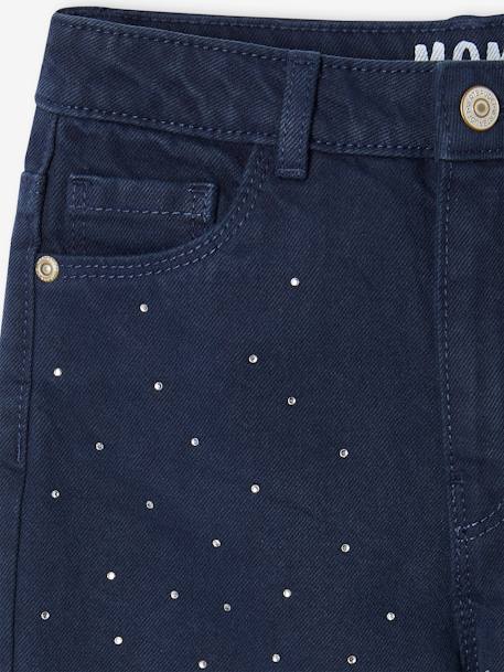 Mom Fit Trousers with Diamanté for Girls navy blue - vertbaudet enfant 