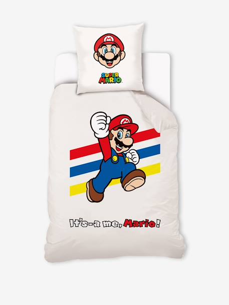 Parure housse de couette + taie d'oreiller enfant Super Mario® et Luigi -  blanc, Linge de lit & Déco