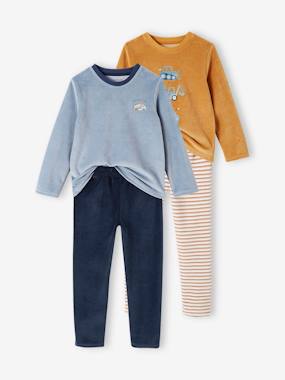 Boys-Nightwear-Pack of 2 Velour Pyjamas with Lorry for Boys