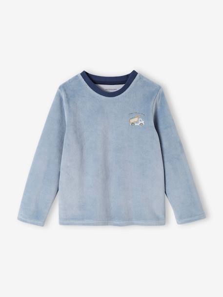 Lot de 2 pyjamas garçon velours tractopelle vert sauge - vertbaudet enfant 