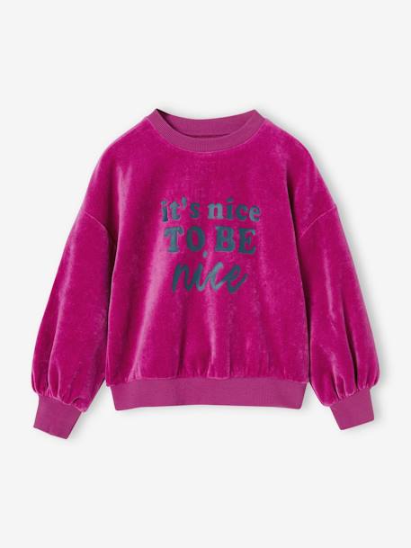 Velour Sweatshirt for Girls purple clover - vertbaudet enfant 