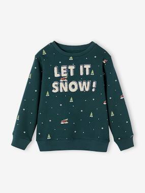 Christmas Sweatshirt with Message in Bouclé Knit for Boys  - vertbaudet enfant