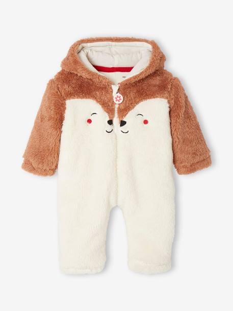 Christmas Reindeer Onesie in Plush Fabric for Babies pecan nut - vertbaudet enfant 