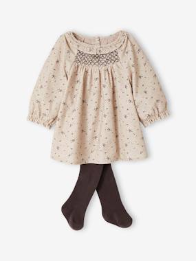 Baby-Dresses & Skirts-Corduroy Dress & Tights Combo for Babies