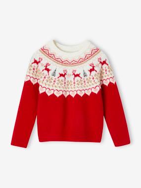 Girls-Christmas Special Jacquard Knit Jumper for Girls
