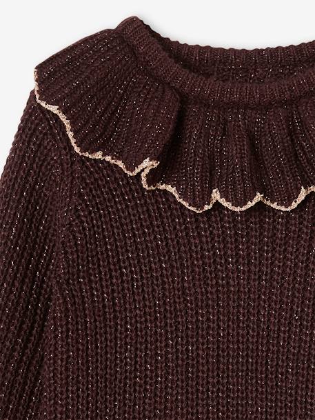 Jumper with Ruffled Collar, Fancy Iridescent Knit for Girls plum - vertbaudet enfant 