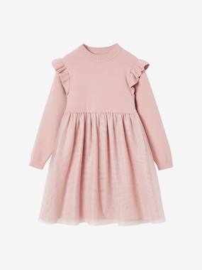 Occasion-Wear Tricot & Tulle Dress for Girls  - vertbaudet enfant