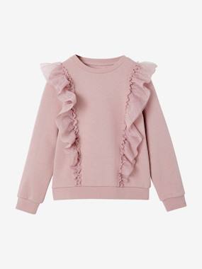 -Sweatshirt with Ruffles in Glittery Tulle for Girls