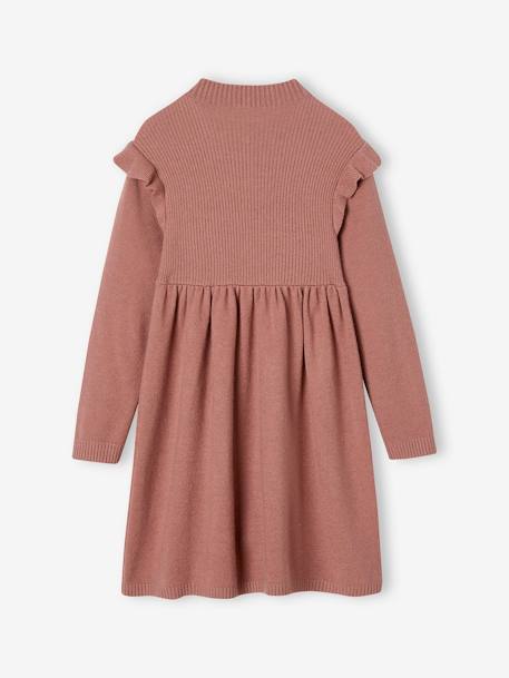 Knitted Dress with Ruffles for Girls dusky pink - vertbaudet enfant 