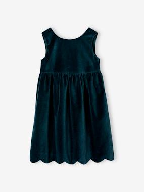 Girls-Velour Occasionwear Dress with Bow on the Back, for Girls