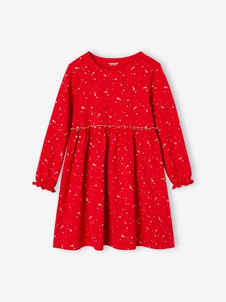 Robe de fête fille motifs étoiles irisés marine+rouge - vertbaudet enfant 