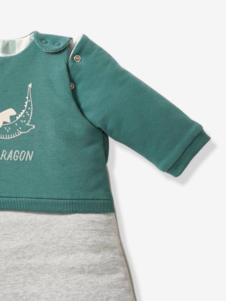 Dual Fabric Baby Sleeping Bag with Detachable Sleeves, Dragon marl grey - vertbaudet enfant 