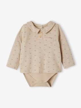 Long Sleeve Bodysuit Top with Collar, for Babies  - vertbaudet enfant