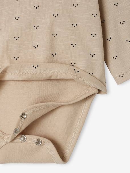 Long Sleeve Bodysuit Top with Collar, for Babies clay beige - vertbaudet enfant 