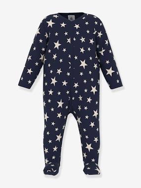 Baby-Pyjamas & Sleepsuits-Fleece Sleepsuit with Glow-in-the-Dark Stars, PETIT BATEAU