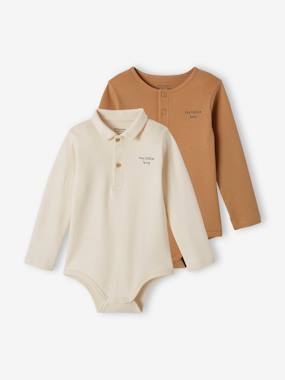 Baby-T-shirts & Roll Neck T-Shirts-Pack of 2 Long-Sleeved Bodysuits for Newborn Babies