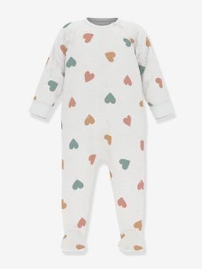 Multicoloured Hearts Sleepsuit in Velour for Babies, PETIT BATEAU  - vertbaudet enfant
