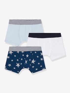 Boys-Pack of 3 Star Boxers in Cotton, PETIT BATEAU