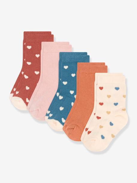 Pack of 5 Pairs of Heart Socks for Babies, PETIT BATEAU multicoloured - vertbaudet enfant 