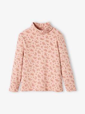Girls-Polo Neck Top in Rib Knit for Girls