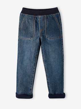 Indestructible Slip-On Jeans with Polar Fleece Lining for Boys  - vertbaudet enfant