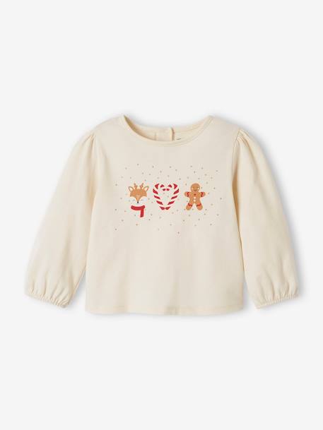 Long Sleeve Christmas Special Top for Babies ecru - vertbaudet enfant 