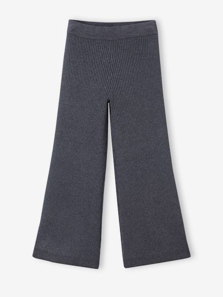 Wide Trousers in Very Soft Knit for Girls anthracite - vertbaudet enfant 