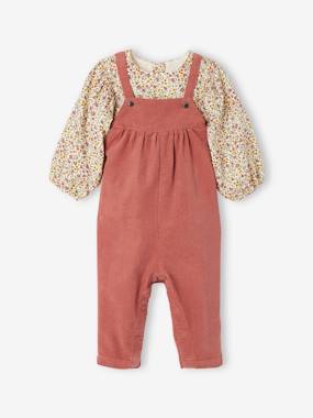 -Blouse & Corduroy Dungarees Combo for Baby Girls