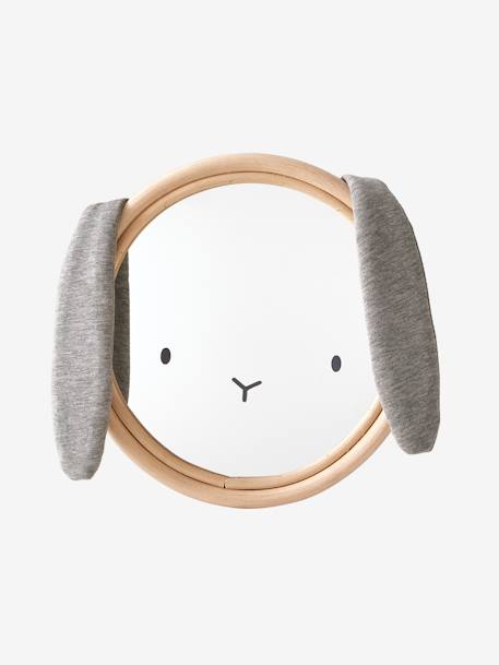 Miroir Lapin tissu et rotin gris chiné - vertbaudet enfant 