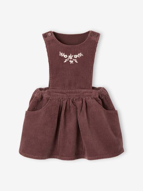 Blouse & Corduroy Dungaree-Dress Combo for Babies - bordeaux red, Baby