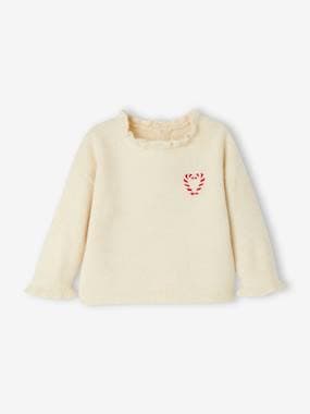 Baby-Jumpers, Cardigans & Sweaters-Christmas Jumper with Frilly Collar for Babies
