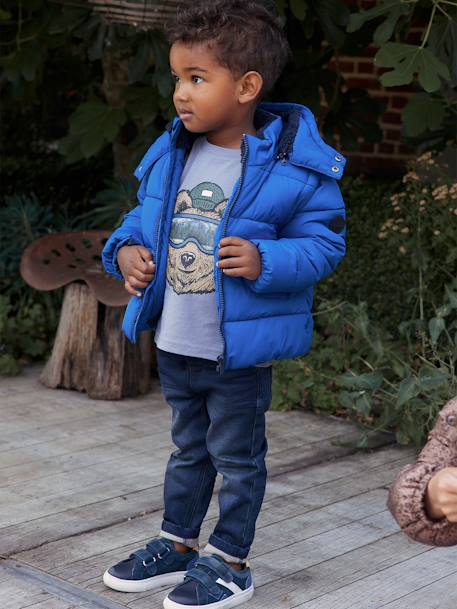 T-shirt animation fantaisie garçon en coton recyclé bleu grisé+noix de pécan - vertbaudet enfant 
