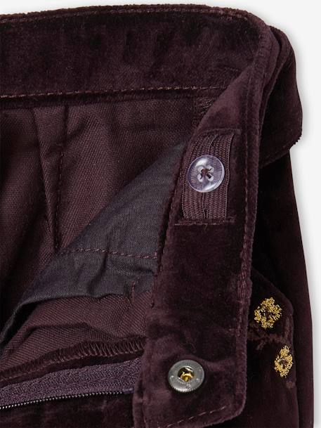 Fancy Shorts in Plain Velour, for Girls aubergine+navy blue+red - vertbaudet enfant 