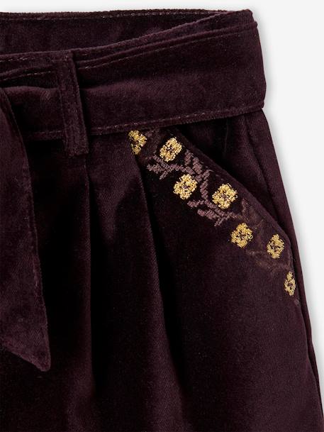 Short fantaisie en velours lisse fille aubergine - vertbaudet enfant 