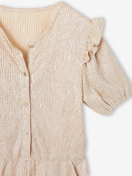 Occasion Wear Lamé Jumpsuit with Bubble Sleeves & Ruffles for Girls gold - vertbaudet enfant 