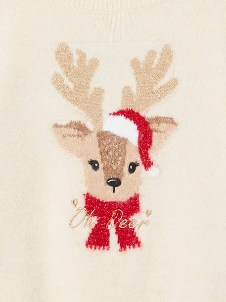 Coffret Noël fille pull jacquard et accessoire écru+rose pâle - vertbaudet enfant 