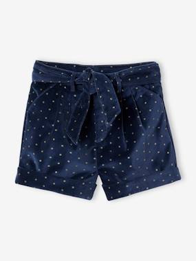 -Fancy Shorts in Plain Velour, for Girls