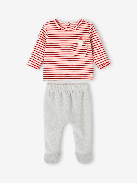 Pyjama de Noël en velours bébé gris chiné - vertbaudet enfant 