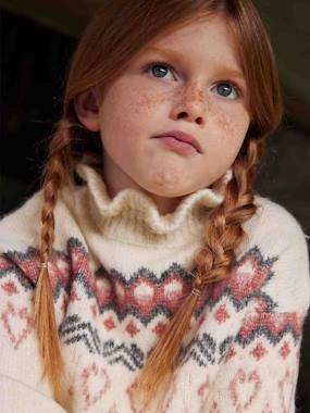 Girls-Jacquard Jumper with Fancy Collar for Girls