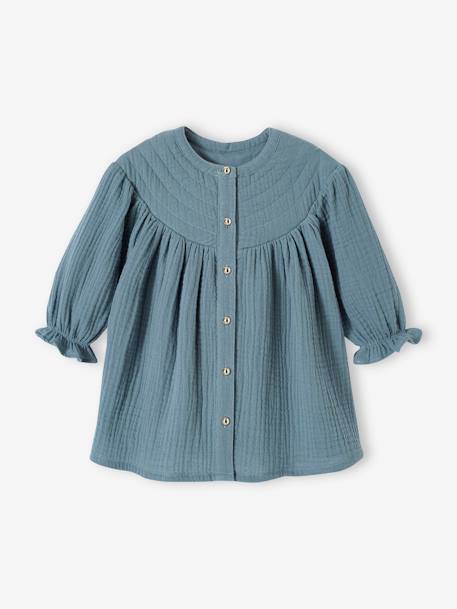 Dress in Cotton Gauze for Baby Girls crystal blue - vertbaudet enfant 