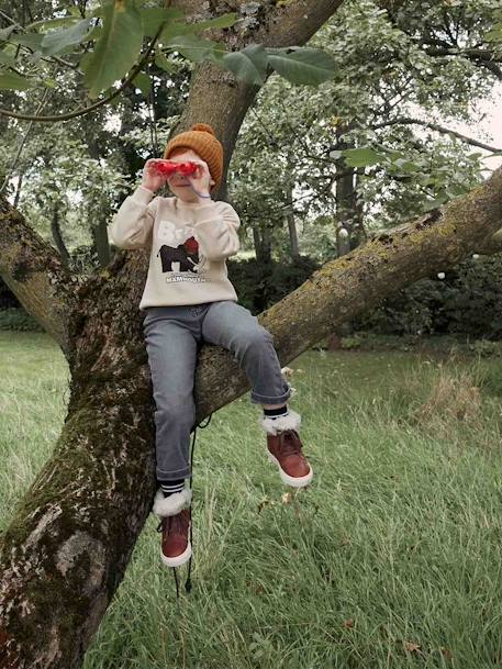 Indestructible relaxed straight jeans easy to pull on for boys denim grey+double stone+stone - vertbaudet enfant 