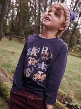 -Prehistoric Artist Top with Embroidered Details for Boys
