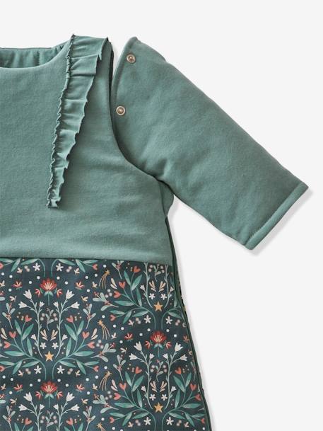 Dual Fabric Baby Sleeping Bag with Removable Sleeves, Brocéliande printed green - vertbaudet enfant 
