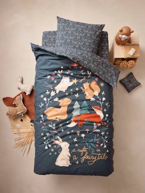 Linge de lit & Déco-Linge de lit enfant-Parure housse de couette + taie d'oreiller enfant avec coton recyclé BROCÉLIANDE